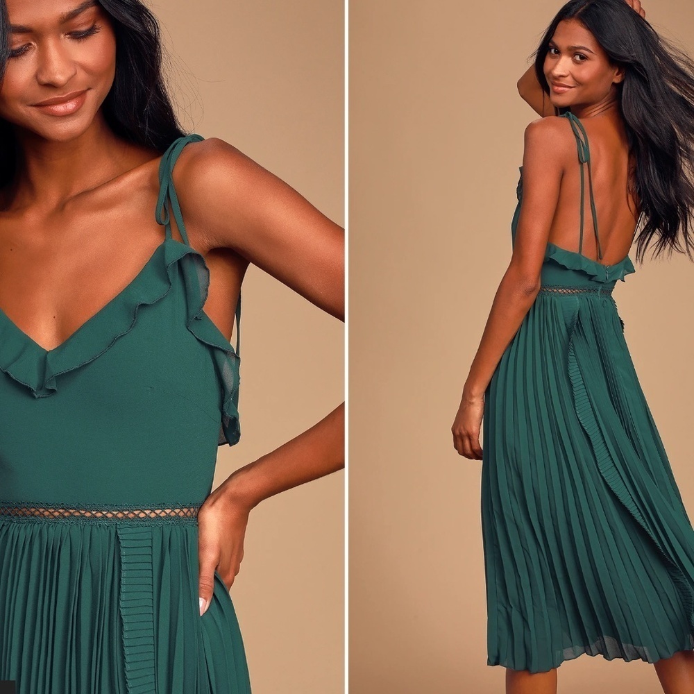 Lulu's Green Pleated Backless Sundress